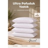 Güvenal Fluffy 4'lü Silikon Elyaf Dolgulu Yastık Set | 800 gr | Ultra Yumuşak | Dolgun | 50X70 cm - 4 Adet Yastık - 50 x 70 cm - Beyaz