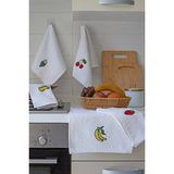 Güvenal Frutti Mutfak Havlusu Seti 5'li 30X50CM | Mutfak Havlusu | Kurulama Bezi | El Havlusu | Çeyizlik | - Beyaz