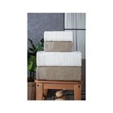 Güvenal Gala 4'lü Banyo Havlusu | Havlu Takımı | Havlu | Havlu Seti I Hamam Seti I Çeyiz Havlusu - Kahverengi - Krem - 50 x 90 cm