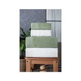 Güvenal Gala 4'lü Banyo Havlusu | Havlu Takımı | Havlu | Havlu Seti I Hamam Seti I Çeyiz Havlusu - Krem - Yeşil - 50 x 90 cm