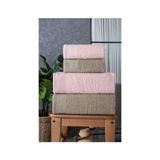 Güvenal Gala 4'lü Banyo Havlusu | Havlu Takımı | Havlu | Havlu Seti I Hamam Seti I Çeyiz Havlusu - Pudra - Kahverengi - 50 x 90 cm