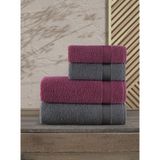Güvenal Gala Banyo Havlusu Seti 100% Pamuk 70 x 140 cm Antrasit Gri Renkli 4 Parça - Antrasit - Gri - 70 x 140 cm - 50 x 90 cm