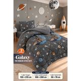 Güvenal GALAXY | Uzay Desenli Wellsoft Çift Taraflı Tek Kişilik Lastikli Çarşaf + Yastık Kılıflı Uyku Seti | Yatak Örtüsü | Yorgan | Lastikli Çarşaf | Yastık Kılıfı | Uzay | Uyku - 3 Parça