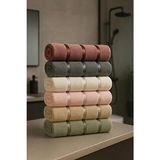 Güvenal Harmony Kutulu 6 Adet 50*90 Kadife Havlu | Havlu & Havlu Seti | Çeyiz Havlusu | Banyo Havlusu - 50 x 90 cm - Çok Renkli