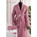Güvenal Irem 5 Parça Nakışlı Bornoz Seti | Bornoz Takımı | Çeyiz Seti | Havlu | Havlu & Havlu Seti - Mürdüm - L - XL