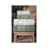 Güvenal Lara Kutulu 4'lü Banyo Havlusu | Havlu Takımı | Havlu | Havlu Seti I Hamam Seti I Çeyiz Havlusu - Krem - Yeşil - 50 x 90 cm