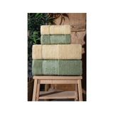 Güvenal Lara Kutulu 4'lü Banyo Havlusu | Havlu Takımı | Havlu | Havlu Seti I Hamam Seti I Çeyiz Havlusu - Sarı - Yeşil - 70 x 140 cm