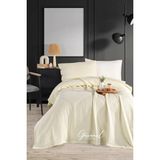 Güvenal Siena | %100 Pamuk Tek Kişilik 160X230 cm Düğme Detaylı Yastık Kılıf'lı Örgü Pike Takımı - Krem