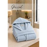 Güvenal Vibe | Kapüşonlu Pamuklu Unisex Bornoz | Genç Bornozu | Erkek Havlu Bornoz | Kadın Havlu Bornoz | Sabahlık - 1 Adet - S - M - Mavi