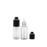 Güvenç Ambalaj 100 Adet - 10ML Şeffaf Plastik Likit Şişesi - Iğne Uclu Damlalıklı Pet Şişe, Siyah Kapaklı