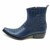 Güvener Lacivert Croco Baskılı Kovboy Bot - 42