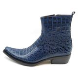 Güvener Lacivert Croco Baskılı Kovboy Bot