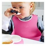 Güvenli Sepet Çocuk Bebek Mama Önlüğü Dökülme Engelleyici Bükülebilir Pembe - 01P-Pembe - 0 - 1 Ay