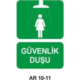 Güvenlik Duşu Kadın Figürlü Iş Güvenliği Uyarı Levhası - 40x60