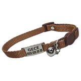 Güvenlik Kilitli isimli Kedi Tasması, isimlikli Kedi Tasması, Kedi Künyesi, Safety Click tasma kahverengi