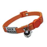 Güvenlik Kilitli isimli Kedi Tasması, isimlikli Kedi Tasması, Kedi Künyesi, Safety Click tasma turuncu