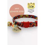 Güvenlik Kilitli Kedi Tasması, Isimli Kedi Tasması, Kedi Isimlik, Kedi Künyesi, Safety Click DESEN 21-Standart