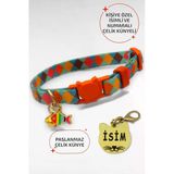 Güvenlik Kilitli Kedi Tasması, Isimli Kedi Tasması, Kedi Isimlik, Kedi Künyesi, Safety Click DESEN Y24-Tek Ebat