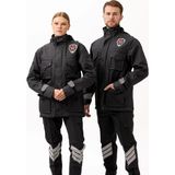 Güvenlik Kıyafeti Km Kaban Soğuk Havalara Dayanıklı Reflektörlü Kışlık Mont Modeli - Füme - 2XL