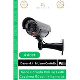 #Güvenlikkamerası Caydırıcı Gece Görüş Görünümlü Aktivasyon Işıklı Pilli Kaliteli Güvenlik Kamerası - 4 Adet