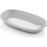GuvenliPazar 12 Adet 12X7 cm Melamin Oval Kayık Kahvaltılık Mezelik Makinede Yıkanabilir Beyaz Servis Tabağı