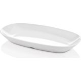GuvenliPazar 12 Adet 19X11 cm Melamin Oval Kayık Kahvaltılık Mezelik Makinede Yıkanabilir Beyaz Servis Tabağı