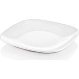 GuvenliPazar 12 Adet Melamin Kare Oval Köşeli Beyaz Servis Tabağı - Tatlı ve Sunum Tabağı 30 cm