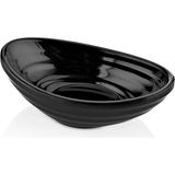 GuvenliPazar 12 Adet Melamin Oval Sosluk ve Reçel Tabağı 75 ml Siyah Minimalist Makinede Yıkanabilir