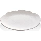 GuvenliPazar 12 Adet Melamin Tatlı Tabağı Servis Tabağı - Makinede Yıkanabilir Mat Beyaz 32 cm