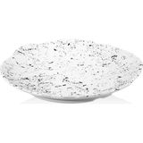 GuvenliPazar 12 Adet Melamin Tatlı Tabağı Servis Tabağı - Makinede Yıkanabilir Mat Beyaz Kırçıl Desenli 24 cm