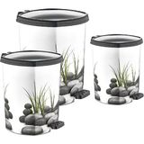 GuvenliPazar 3'lü Set Plastik Taş Görünüm Desenli Pedallı Çöp Kovası 6/11/20 Litre - Beyaz - 3 lt