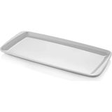GuvenliPazar 6 Adet 16X33 cm Melamin Baton Servis Sunum Tabağı Makinede Yıkanabilir Dikdörtgen Beyaz