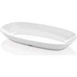 GuvenliPazar 6 Adet 29X17 cm Melamin Oval Kayık Kahvaltılık Mezelik Makinede Yıkanabilir Beyaz Servis Tabağı