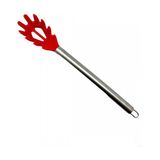 GuvenliPazar Lüx Metal Saplı Silikon Spagetti Serviş Kaşığı Kırmızı