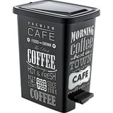 GuvenliPazar Plastik 25 Lt Slim Pedallı Çöp Kovası Beyaz Siyah Yazı Desenli (Iç Kovalı) - 39.5 cm x 27.5 cm x 45.3 cm