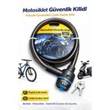 güvenlisepet Zhongli Motosiklet Bisiklet E-Scooter Uyumlu Kablo Kilit Metal Güvenlik Kilidi 2 Anahtarlı 15x100cm