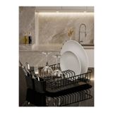 GÜVENPLAST Tek Katlı Bulaşıklık Tepsili Kaşıklıklı Metal Tezgah Üstü Bulaşık Tabaklık Kurutmalık Sepeti