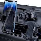 GUWEZ Telefon Tutacağı Araba [Askeri Sınıf Ultra Güçlü Taban] Cep Telefonu Araç Tutacağı 3'ü 1 Arada Telefon Tutacağı Araba Paneli Ön Cam Havalandırma Eller Serbest Araç Telefonu Tutucuları iPhone