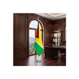 Guyana Direkli - Altın Saçaklı Saten Makam Bayrağı Seti (Krom Direk)