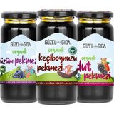 Güzel Ada Gıda Organik Pekmez Seti 3’lü – Dut, Üzüm, Keçiboynuzu (Soğuk Sıkım) - 250 gr