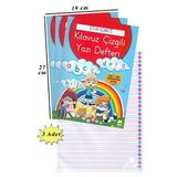 Güzel Yazı Defteri A4 Boy 19x27 CM 24 Yaprak 3 Adet Standart Çizgili Yazı Defteri Dik Temel Harflerle 1. Sınıf