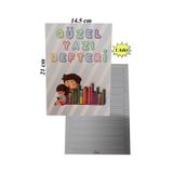 Güzel Yazı Defteri Küçük Boy 14,5x21 Cm 24 Yaprak 1 Adet Klavuzlu Standart Çizgili Yazı Defteri Dik Temel Harflerle 1. Sınıf