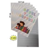 Güzel Yazı Defteri Küçük Boy 14,5x21 cm 24 Yaprak 6 Adet Klavuzlu Standart Çizgili Yazı Defteri Dik Temel Harfl 1. Sınıf