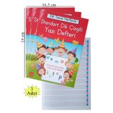 Güzel Yazı Defteri Orta Boy Dik Çizgili 16,5x24 cm 24 Yaprak 3 Adet Standart Dik Çizgili Yazı Defteri Dik Temel Harflerl