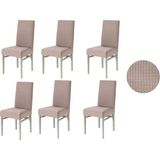 Güzelevim Tekstil Likralı Pitikare Desen Lastikli 6'lı Sandalye Kılıfı Sandalye Örtüsü GZL0000240 - 38 x 56 cm - Vizon