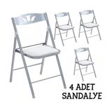 Güzelkan Madeni Eşya 1055 Katlanır Beyaz 4 Adet Mutfak Sandalyesi