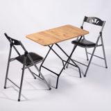 Güzelkan Madeni Eşya 50x80 CM 1127 Atlantik Çam Katlanır Masa ve 2 Adet Sandalye Seti