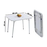 Güzelkan Madeni Eşya Beyaz Renkli Katlanır Ahşap Masa 80x60 cm Piknik Masası Balkon İçin Kullanışlı ve Taşınabilir