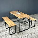 Güzelkan Madeni Eşya Masa Takımı Bench Bank Masa Seti 120x60 Masa Mutfak Masası Yemek Masası 1224