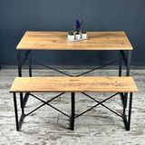 Güzelkan Madeni Eşya Masa Takımı Bench Bank Masa Seti 120x60 Masa Mutfak Masası Yemek Masası 1228